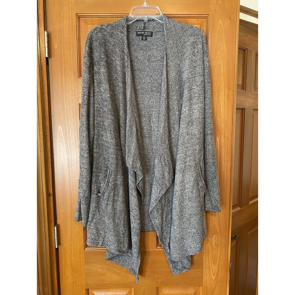 Barefoot Dreams CozyChic Cardigan Gray Women's Sz L/XL Open Pockets Shawl